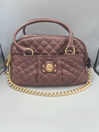 Vintage Marc Jacobs Brown Bowling Bag Large Quilted Shoulder Chain Handbag Y2K - Picture 5 of 20