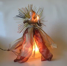 CHRISTMAS TREE TOPPER SILVESTRI 10 LIGHT PORCELAIN HEAD CHIFFON ANGEL BOXED
