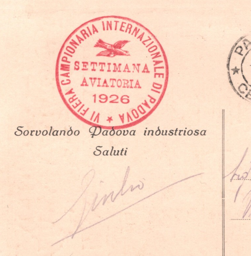 ITALY Air Mail AVIATION ART Card 1926 SETTIMANA AVIATORIA PADOVA {samwells}KA199 - Picture 3 of 10