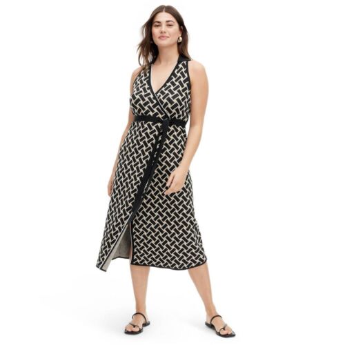 Diane von Furstenberg Women's Collared Sleeveless Midi Wrap Dress - Picture 4 of 26