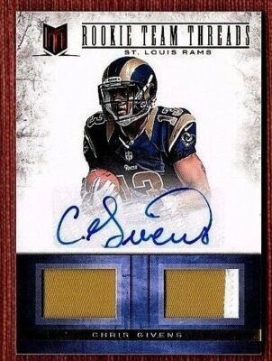 2012 Momentum Rookie Threads Dual Materials Signatures #20 Chris Givens SN 12/15