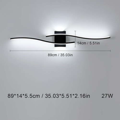 Comely LED Wandleuchten Innen 27W, moderne Wandleuchten schwarz Wohnzimmer 6500K - Bild 3 von 9