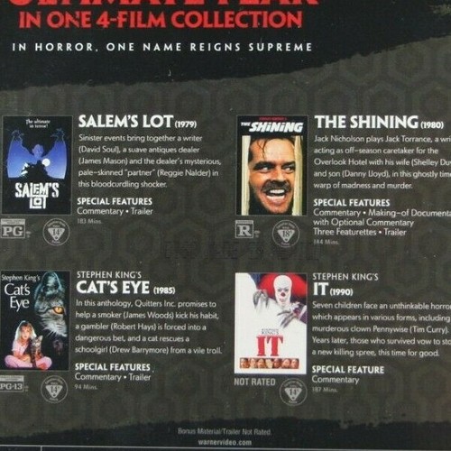 King of Horror Collection Bluray NEW Stephen 4 Films IT Cat's Eye + More! Slip - Picture 6 of 6
