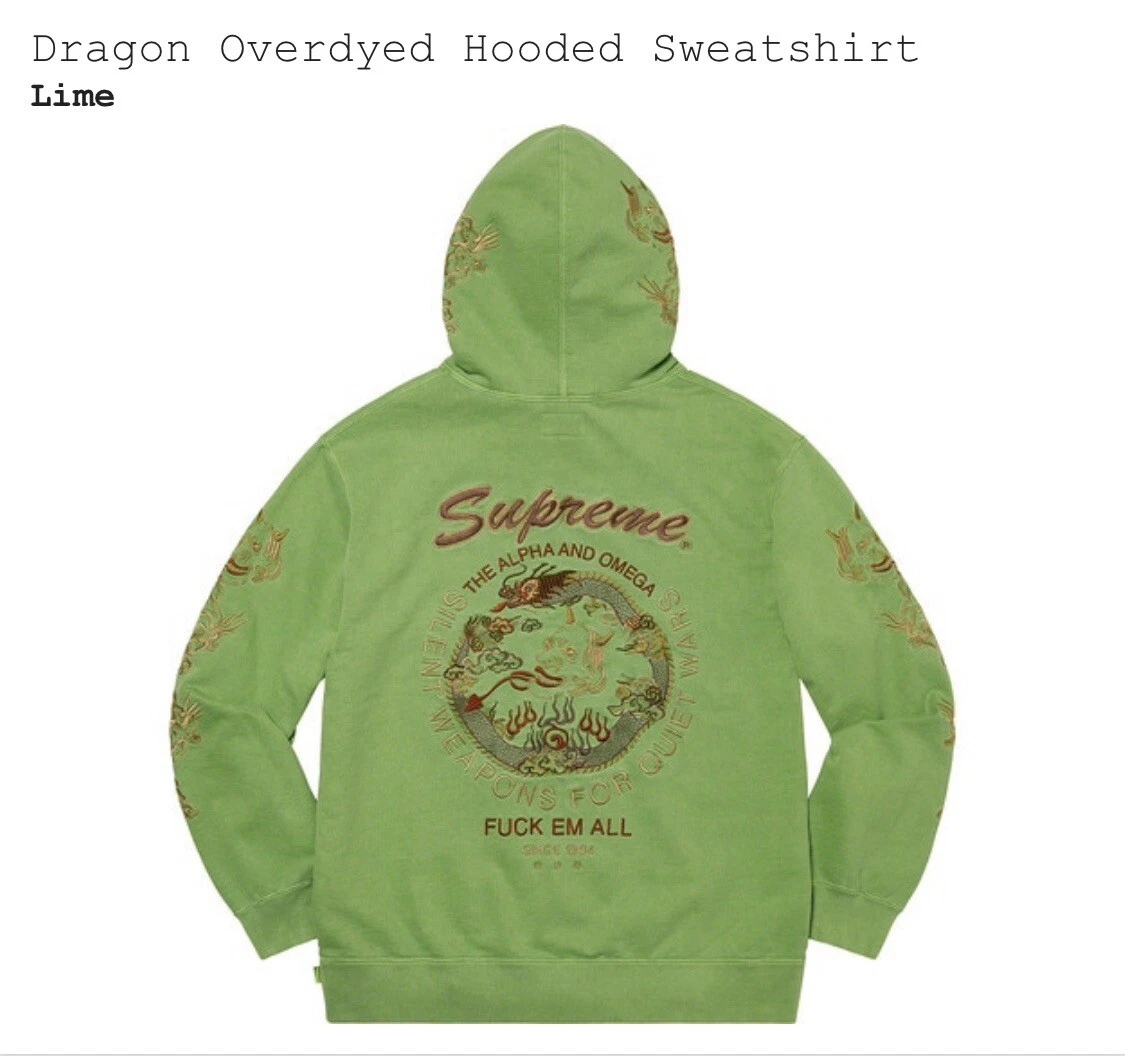 Sweat à capuche teint Supreme Dragon taille M commande confirmée