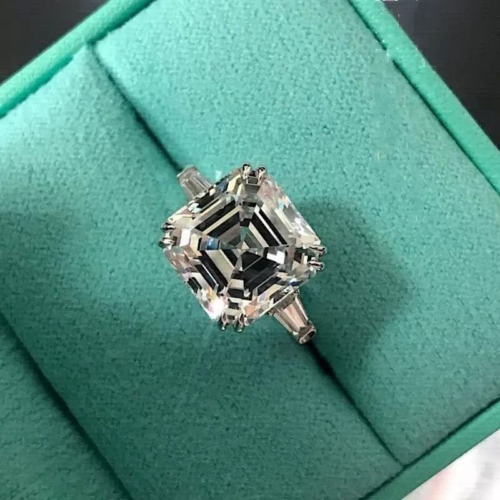 3 kt Asscher VVS1 Lab Created Diamant Jahrestag Hochzeit 14 K Weißgold FN Ring - Bild 3 von 6