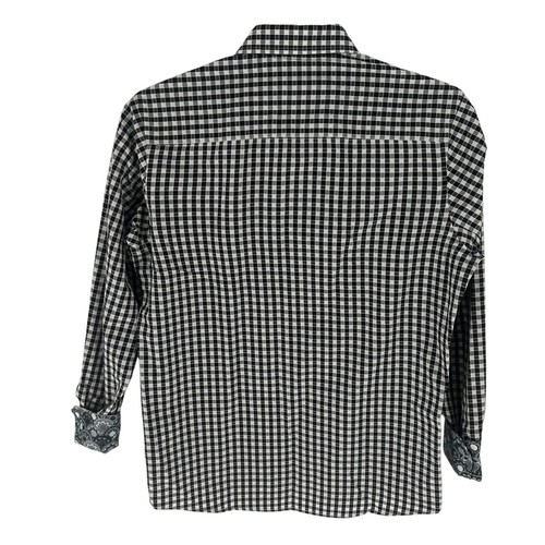 Robert Graham Shirt Youth Boys Large Black White Check Button Down Flip Cuff - Picture 2 of 17