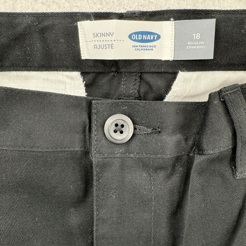 NWT Old Navy Pants Boys Youth Size 18 Black Skinny Chino Adjustable Waist - Picture 3 of 9