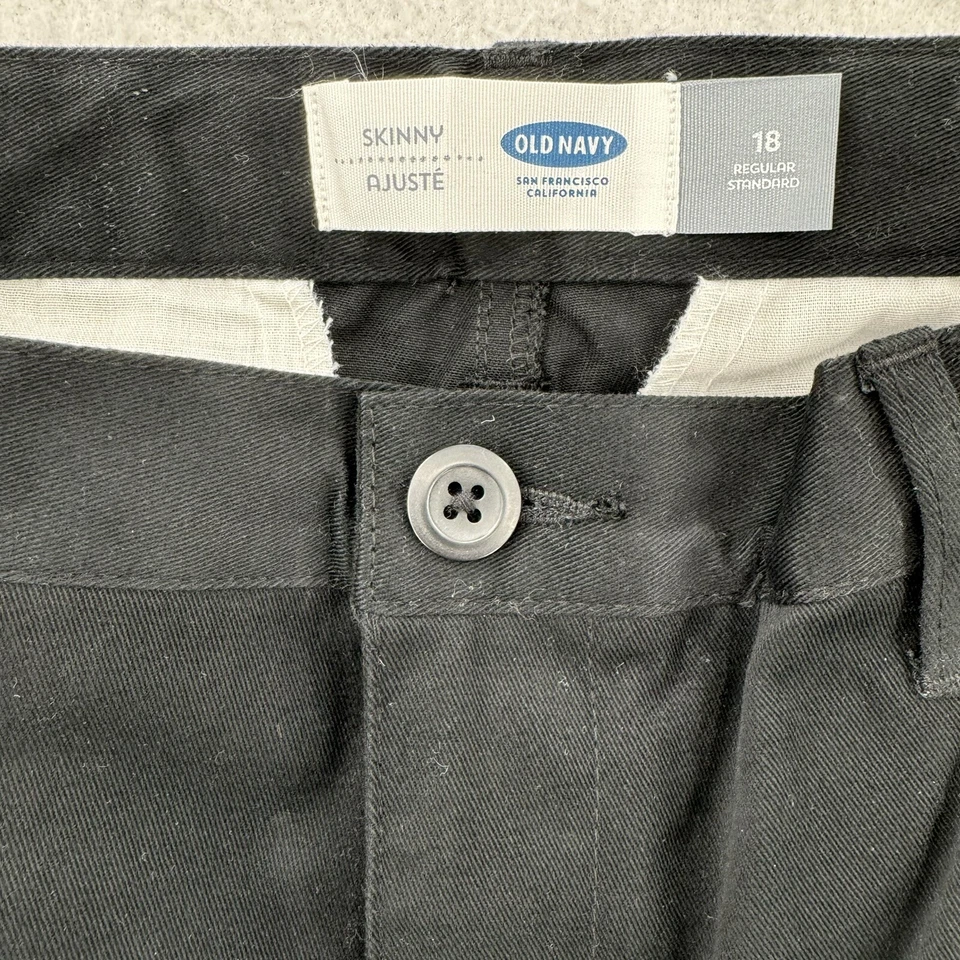 Nuevo con etiquetas Pantalones Old Navy Niños Jóvenes Talla 18 Negro Ajustado Chino Cintura Ajustable Foto 3 de 4