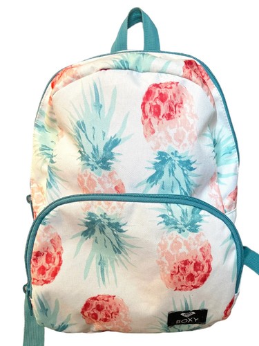 ROXY Tropical Pineapple Backpack Turquoise & Coral 11 x 13 - Picture 2 of 10