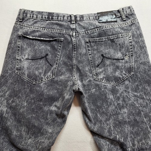 Rocawear Jeans Mens 40X30 Black Acid Wash Moto Straight Distressed Y2K - Picture 10 of 15