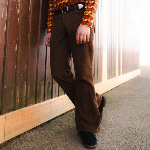 NEW MENS RETRO 60s 70s Cord CORDUROY FLARES FLARED TROUSERS Jeans KILLER MC296 - Picture 8 of 43