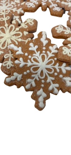 Ornamenti biscotti fiocco di neve pan di zenzero natalizi lotto 6 glitter decorazioni vacanze - Foto 9 di 9