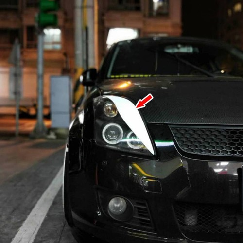 Painted Black For Suzuki Swift Front Headlight Eyebrows Eyelids 2004-2010 2PCS - Picture 3 of 4