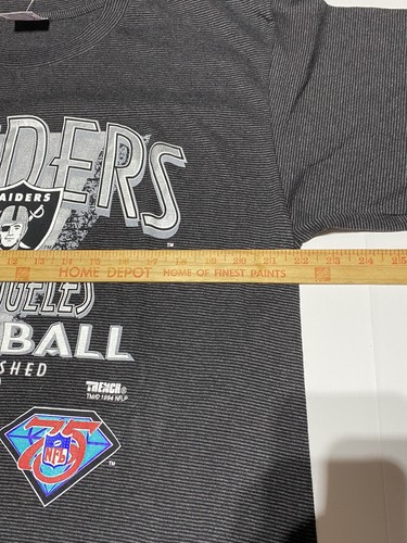 VTG 90s Los Angeles Raiders 1994 NFL 75th Black Pin Strips Shirt Xl New No Tags - Picture 4 of 7