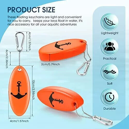 6 Pack Foam Floating Keychain Key Ring for Boating Fishing Sailing - Picture 7 of 7