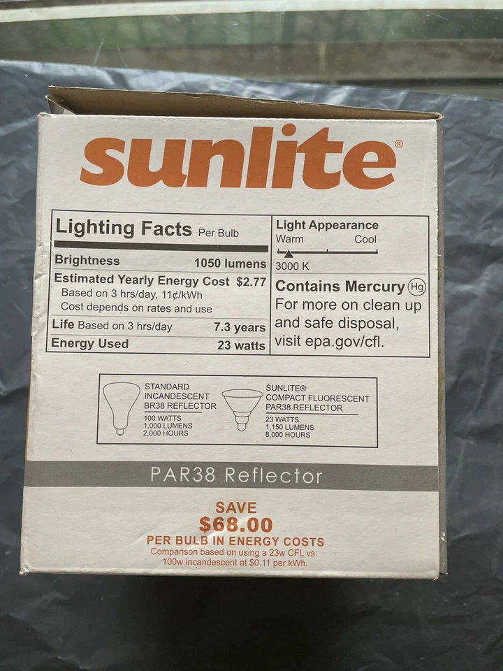 Sunlite PAR38 Reflector 23W Watt 3000K Warm Light 100 Watt Replacement 05329 NIB - Image 2 of 3