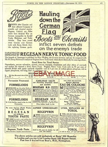 WW1 Reklame STIEFEL CHEMIKER "Haul Down German Flag" 1914 Patriotic Print Ad 724/09