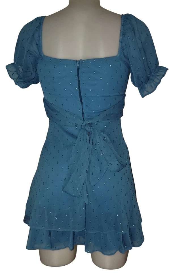 Mini Vestido Y2k Para Mujer Azul Babydoll Lechera Volantes Hada Capricho Grunge Talla 0 Foto 2 de 3