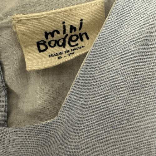 Mini Boden Cotton Blue Square Neck Eyelet Dress size 6-7 - Picture 7 of 9