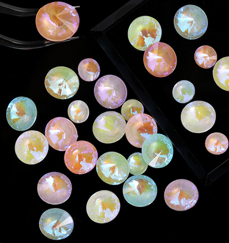 Glass Crystal Pointed Back Mocha Fluorescence Rhinestone Rivoli Stone Jewelry - Picture 8 of 16