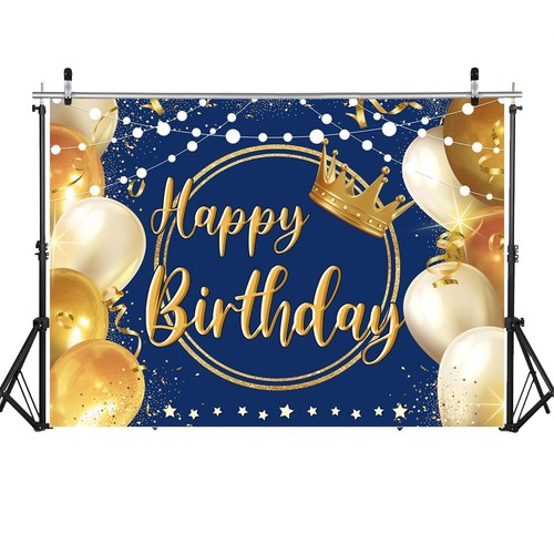 7X5ft Happy Birthday Backdrop Blue Birthday Party Backdrop Birthday Banner Bi... - Picture 5 of 7