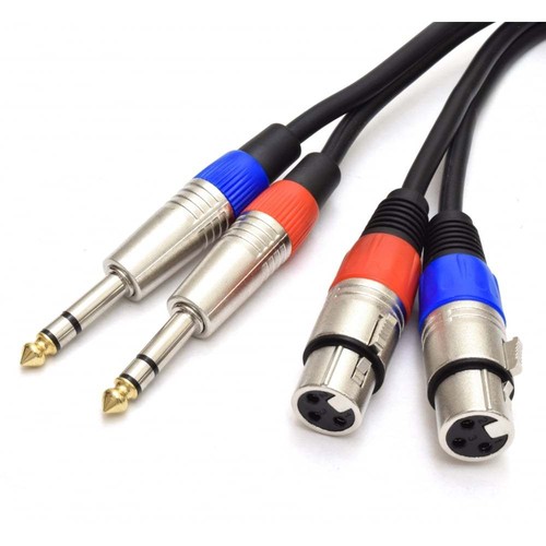 Hembra XLR a Cable Jack Estéreo TRS 6.35mm Doble / Cable señal Balanceado 0.5m - Imagen 2 de 2