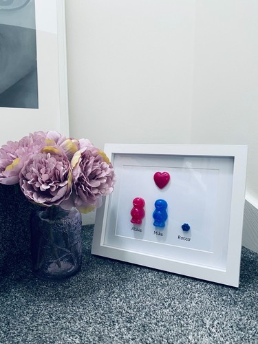 Personalisieren Familie Epoxidharz Kunst Gelee Baby weiß Rahmen Farbe handgefertigt Geschenk - Bild 6 von 11