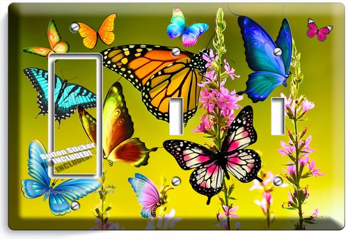 MONARCH BUTTERFLIES PINK MEADOW FLOWERS LIGHT SWITCH OUTLET WALL PLATE ART DECOR - Picture 31 of 33