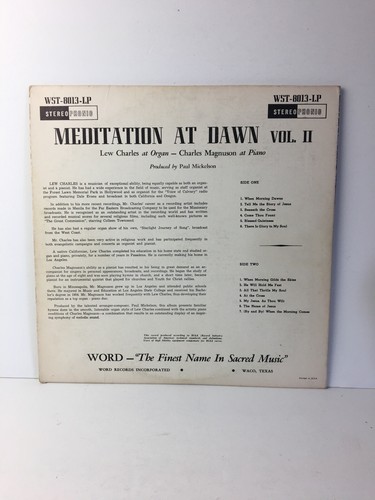 Lew Charles & Charles Magnuson "Meditation at Dawn Vol. 2" WORD CHRISTIAN LP - Picture 2 of 8