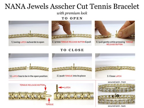 925 Sterling Silver Gold Plated Pure Brilliance CZ Asscher Cut Tennis Bracelet - Bild 10 von 12