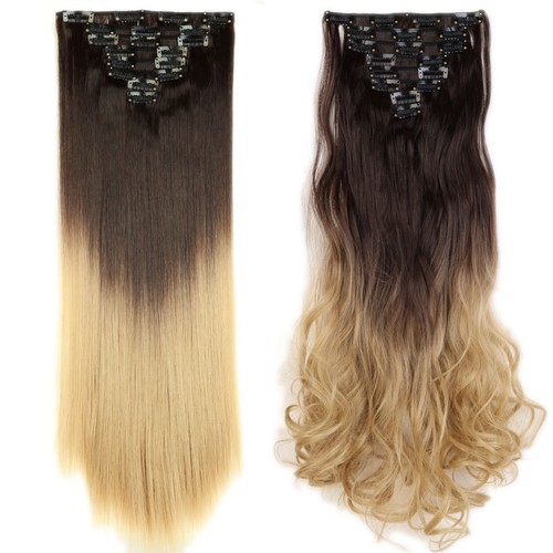 100 % natürliche 8 Stück Clip-In Haarverlängerungen voller Kopf wie menschlich echt lang dick HYT - Bild 55 von 67