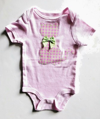 Baby Girl Ss One Piece Circo Size 6 9m Pink Added Cat Applique With Bow Ebay