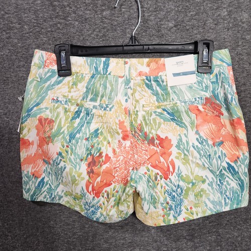 NWT Old Navy San Francisco California Chino Shorts Womens 0 Salmon Floral - Picture 2 of 9