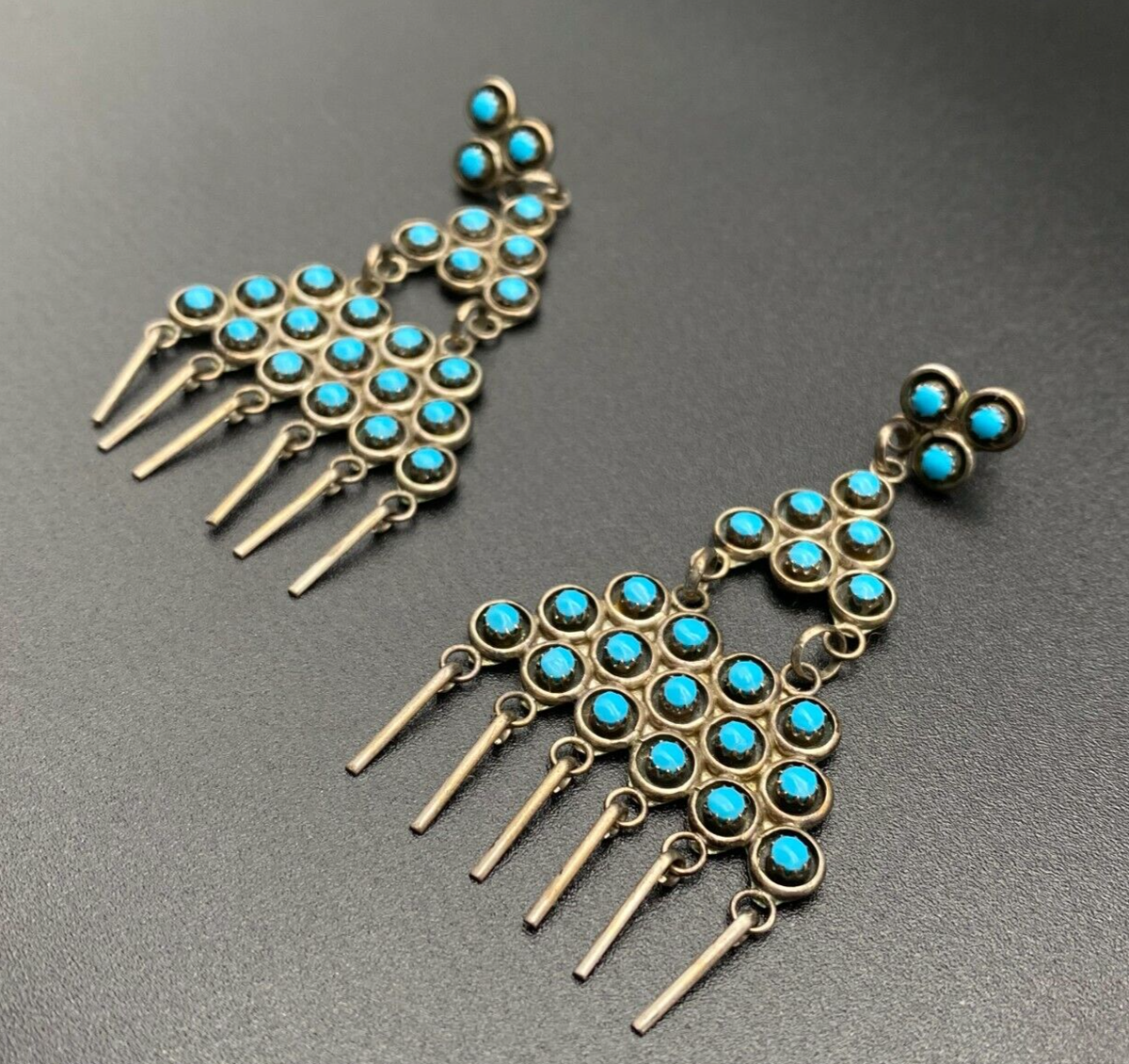 Important Raincloud Vintage Native American Navajo Sterling Silver Earrings Important Raincloud Vintage Native American Navajo Sterling Silver Earrings