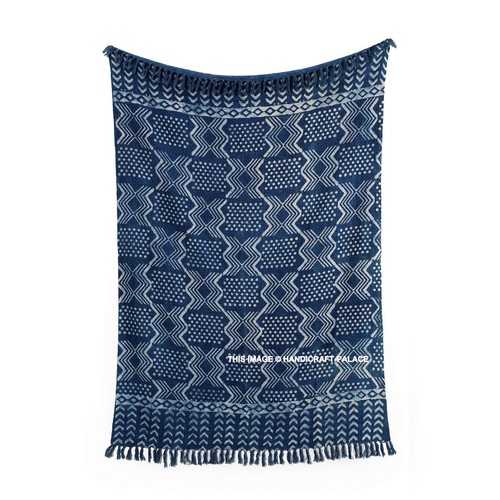 Indian Block Print Throw Blanket Shawls Wraps Hand Loomed Cotton Bed Sofa Throw - Picture 37 of 77