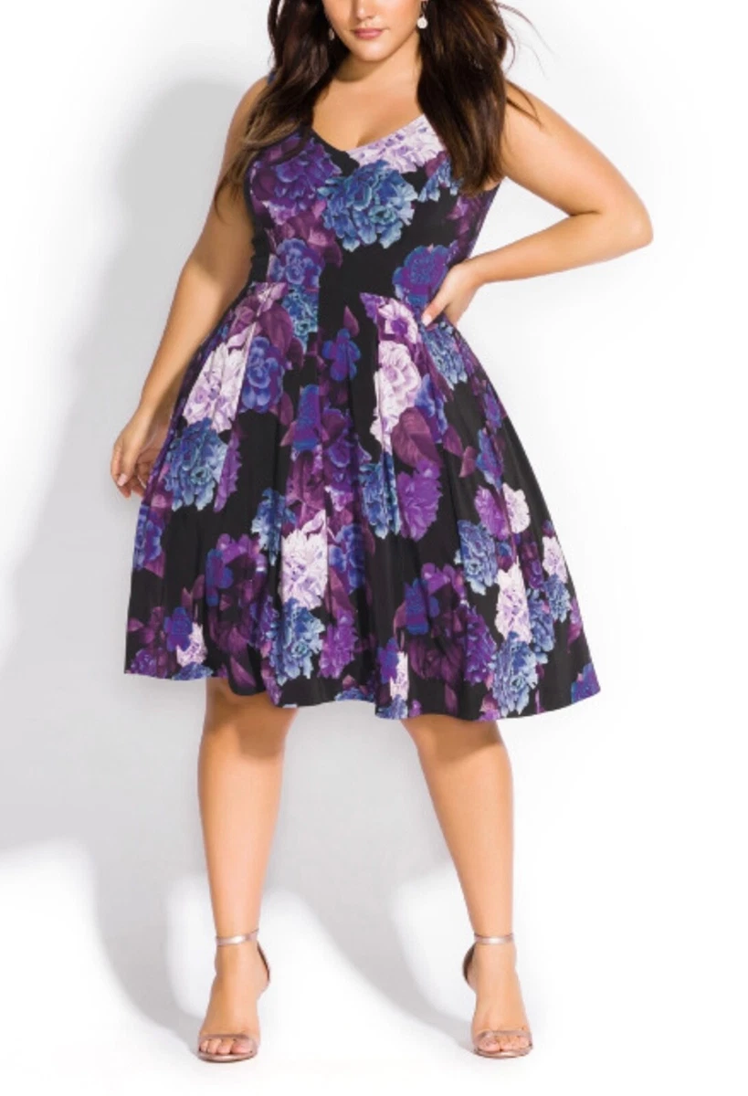 City Chic Plus Size Floral Print Flare Dress Macy s 57 OFF