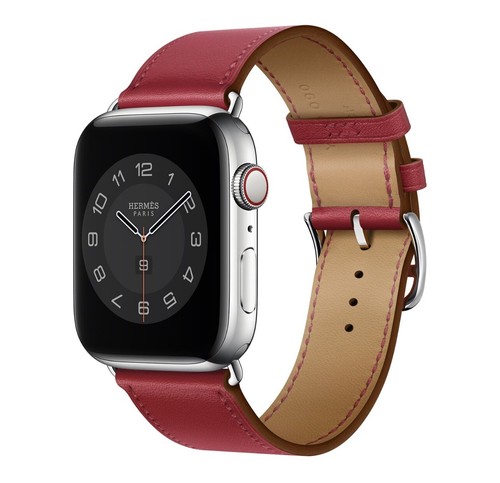 Oryginalny skórzany pasek Apple Watch Hermes ROUGE PIMENT Single Tour 49mm 46mm 45mm - Zdjęcie 20 z 21