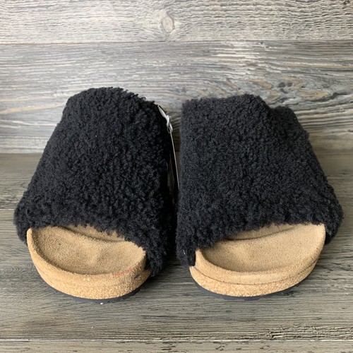 Birkenstock Papillio Namica Teddy Black Wedge Shearling Upper Size 9 Narrow - Picture 3 of 6
