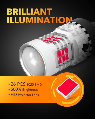 OXILAM Upgraded 7440 7443 LED Bulbs Red Brake Lights, 4000LM 600% Brighter, C... - Picture 9 of 9