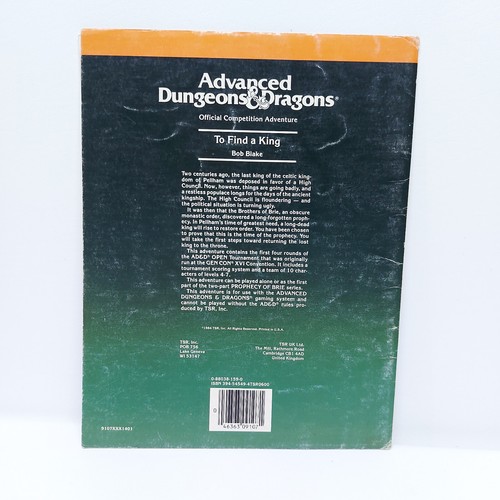 VINTAGE TSR DUNGEONS AND DRAGONS C4 9107 TO FIND A KING - Picture 2 of 3