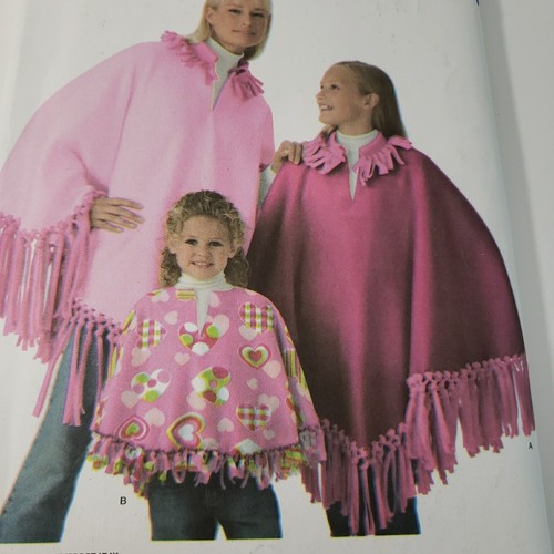 Simplicity 3981 No Sew Poncho Child Girls Misses All Sizes Uncut Simple Easy - Picture 2 of 6