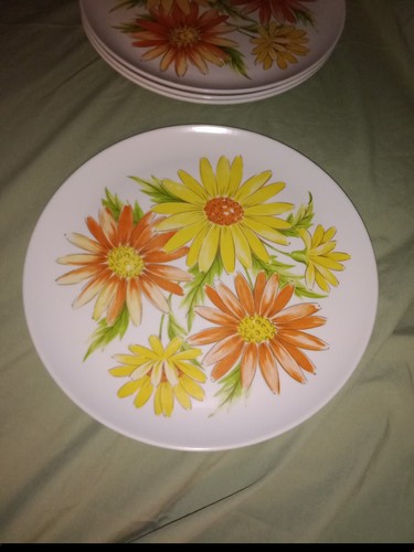 Mid Century Modern Miramar Melmac Flower Power Dinner Plates Set Of 4 - Picture 2 of 5