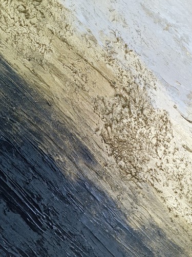 Gold Black Heavy Textured Large Abstract Art 100x100cm Original Free Delivery - Picture 7 of 11
