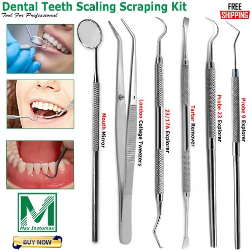 Dental Teeth Cleaning Kit Dentist Floss Plaque Remover Oral Care Tooth Tools Set - Picture 1 of 7