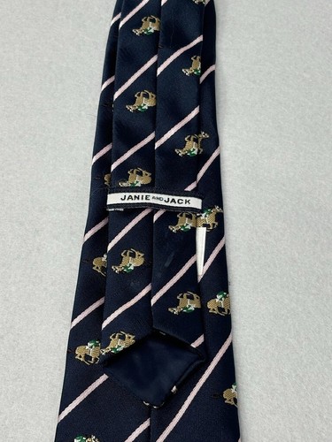 Janie and Jack Horse Jockey Stripe Necktie Neck Tie Navy Boys - Picture 5 of 8