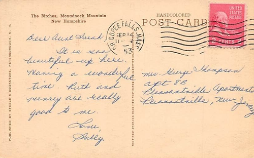 Postcard NH: The Birches, Monadnock Mountain, Hand Colored, Albertype, - Picture 2 of 2