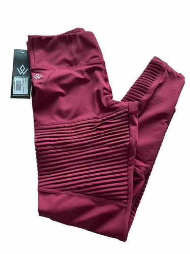 NWT Workout Empire Regalia Tights Crimson Size XS Women Pintuck HTF! Rare! - Picture 5 of 9