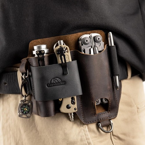 Leather Multitool Sheath EDC Belt Organizer Large Capacity Gifts for Men - Picture 5 of 8