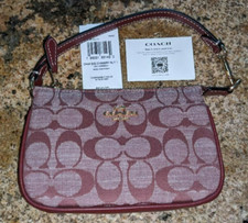 Coach Nolita 15 In Signature Chambray Wine Multi CI027 Wristlet Small Purse NWT