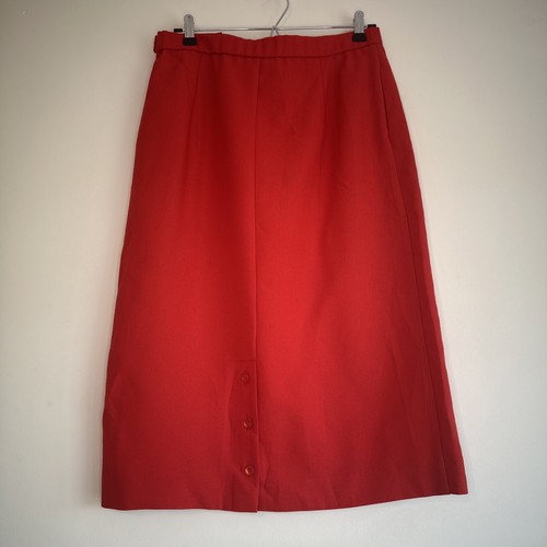 Vtg Koret Skirt Washable Wool Crepe Red Knee Length Women's Uk 16 Made In USA - Picture 7 of 12